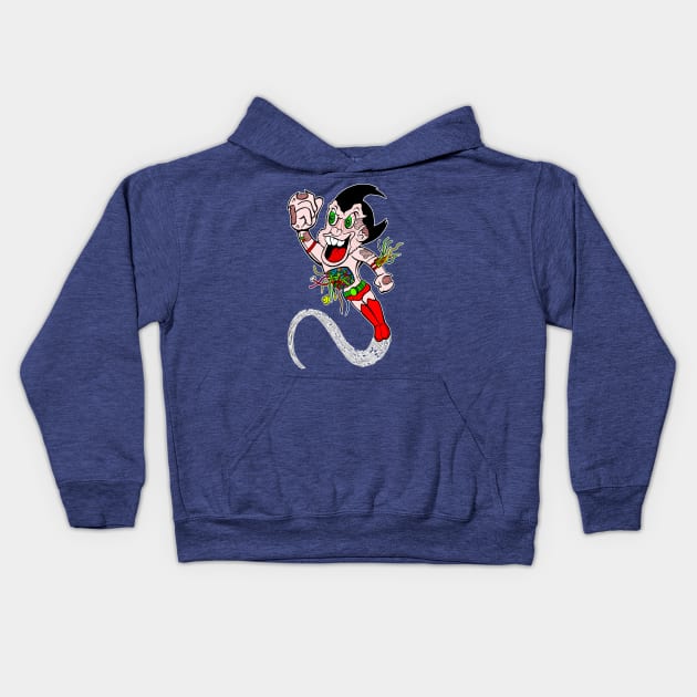 Astro Zombie Boy Kids Hoodie by rossradiation